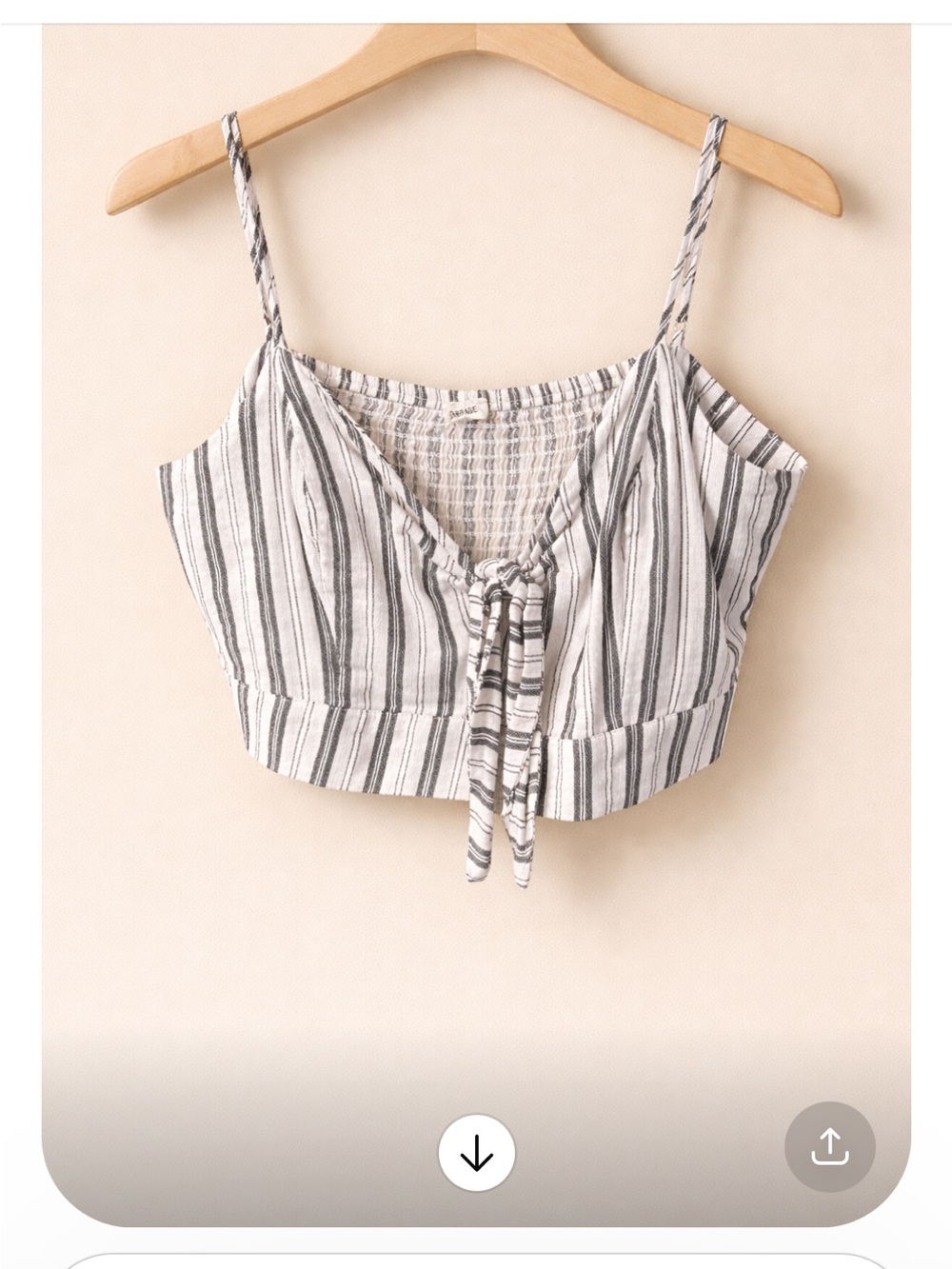 Garage Black & White Striped Tie-Front Crop Camisole